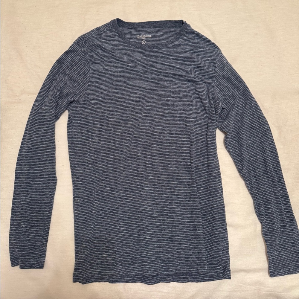 Goodfellow & Co Men's Blue Striped Long Sleeve Tee